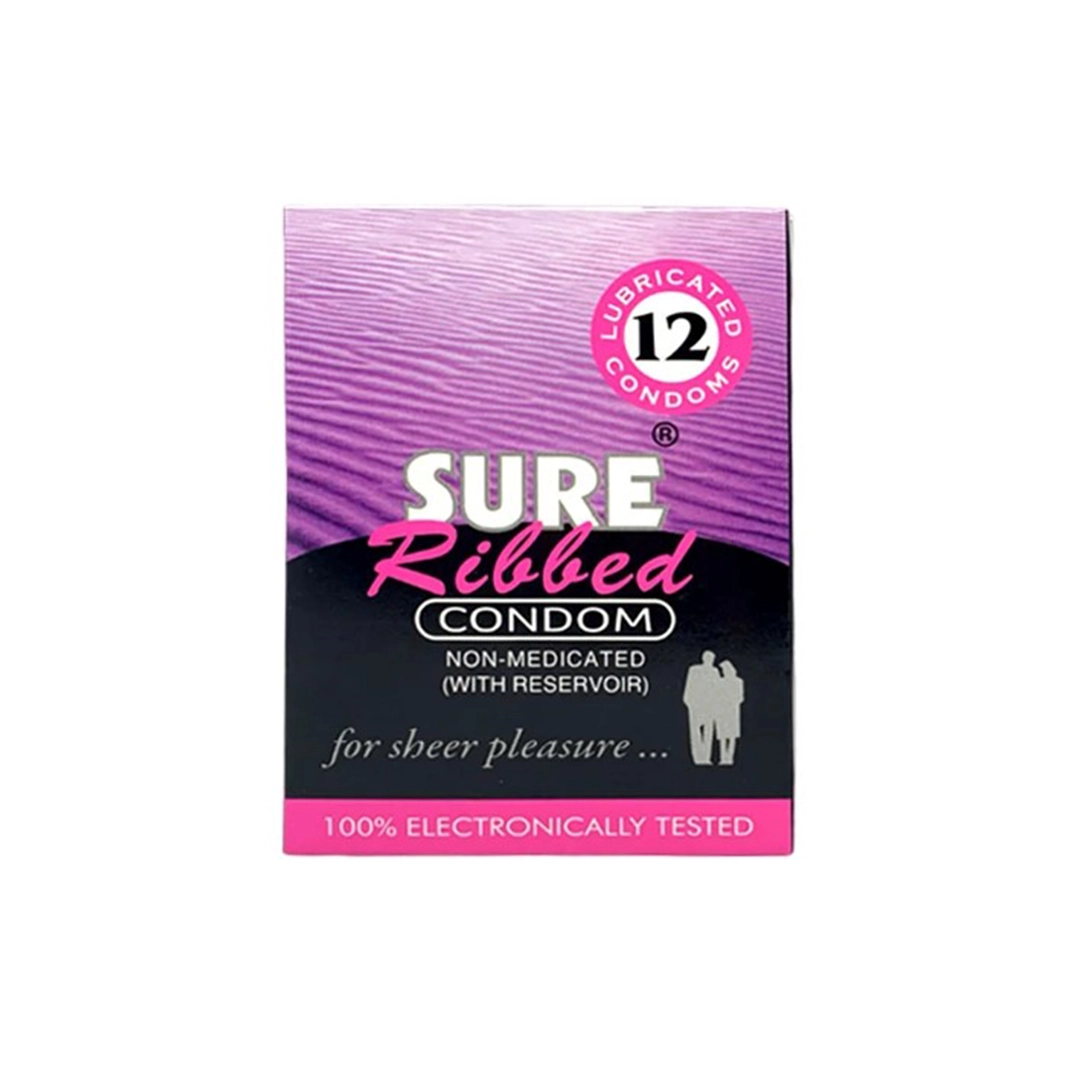 SURE Condom Ribbed 12pcs